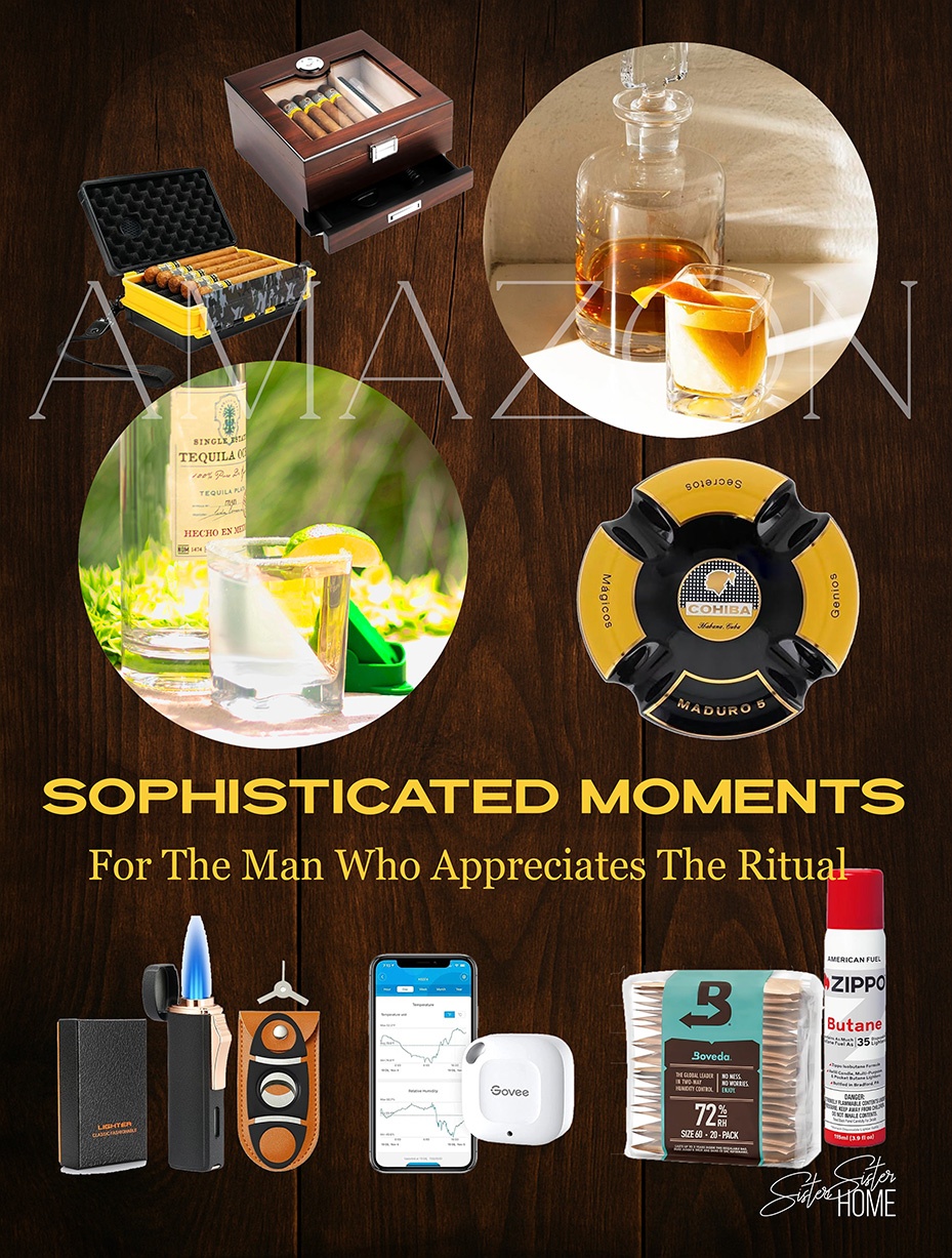 Father's Day cigar and whiskey gift set with accessories